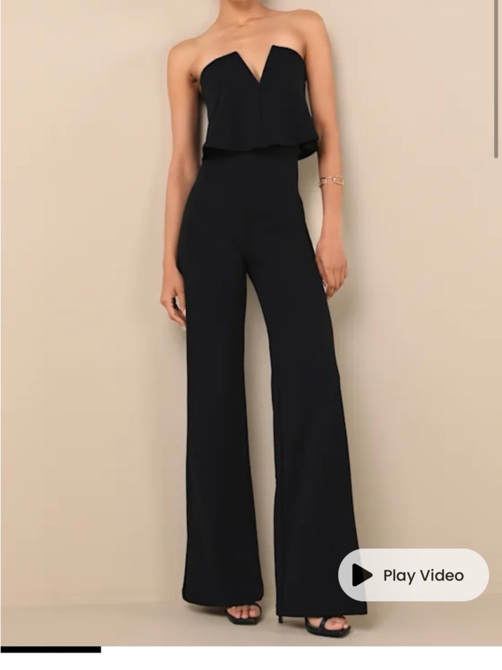Lulu's Black Strapless Sweetheart Wide-Leg Jumpsuit